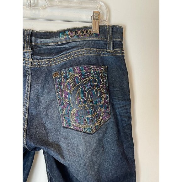 Coogi Blue Medium Wash Distressed Rhinestone Accent Straight Leg Jeans 11/12 - Picture 7 of 12